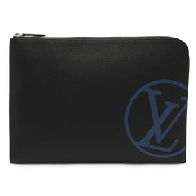 LOUIS VUITTON LV Circle Pochette Jour GM NM Clutch Bag/Second Bag in Taurillon Leather Noir Blue