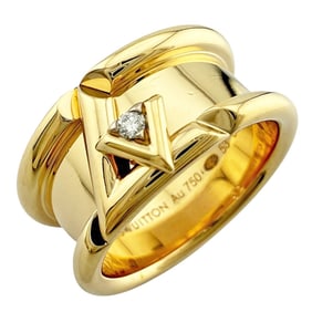 Pre-owned Louis Vuitton LV Volt One Ring, 18k Gold with Diamonds, Q9O58K, Women's