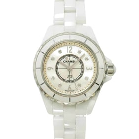 CHANEL J12 29mm H2570 Women's Watch with 8 Diamonds, White Shell, Ceramic, and Quartz Movement