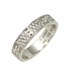 Cartier Mini Love Ring, Full Pavé Diamond Small, #48, 18K White Gold, 750