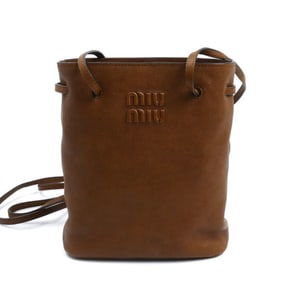 MIUMIU Miu Nappa Leather Shoulder Bag Brown 5NF460 Women's