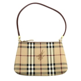 BURBERRY Check Pouch Beige Women's
