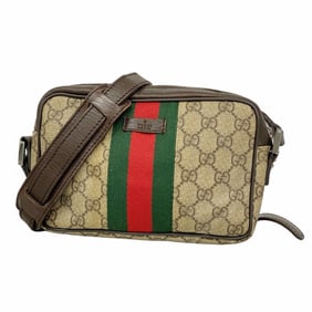 Gucci GG Supreme Shoulder Bag 162910 Brown Beige Women's