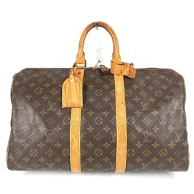 LOUIS VUITTON M41428 Monogram Keepall 45 Travel Bag, Old-Style Boston Canvas, Brown, Men's and
