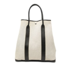 Hermès Garden File MM Tote Bag, Handbag, Gray, Black, Toile H, Buffle Skipper, Women's, HERMES