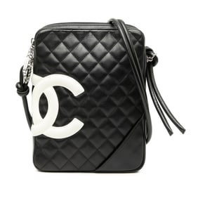CHANEL Cambon Line Coco Mark Shoulder Bag in Black and White Calfskin for Women