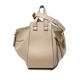 LOEWE Anagram Hammock Small Handbag/Shoulder Bag, 2-Way, Beige Leather, Women's