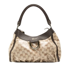 Gucci GG Crystal Abbey One-Shoulder Bag Handbag 265692 Beige Brown Leather Women's GUCCI