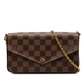 Louis Vuitton Damier Pochette Felicie Crossbody Chain Shoulder Bag N40492 Brown Leather Women's