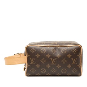 Louis Vuitton Monogram Locker Top Kit Pouch Handbag M83112 Brown Leather Women's LOUIS VUITTON