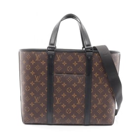 Louis Vuitton Weekend Tote PM Bag, Coated Canvas and Leather, Monogram Macassar, Men's Women's,