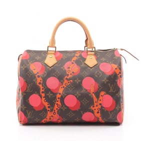 Louis Vuitton Speedy 30 Handbag, Coated Canvas and Leather, Monogram Ramage, Women's, Brown, Red,