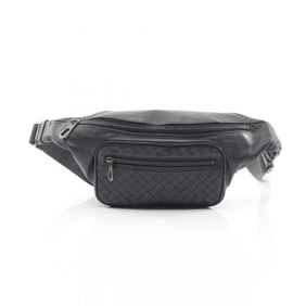 Bottega Veneta Intrecciato Leather Waist Bag/Body Bag, Navy Blue, 222310, for Men and Women