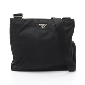 Prada TESSUTO+SAFFI Shoulder Bag in Nylon and Saffiano Leather, Black, VA0348