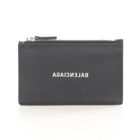 Balenciaga Cash Mirror Logo Large Long Coin & Card Holder Wallet, Leather, Men's/Women's, Black,