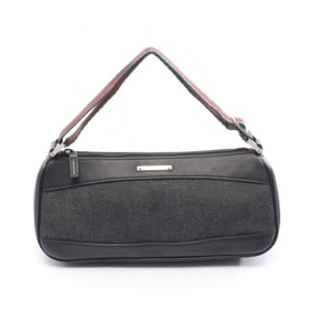 Gucci Sherry Line Handbag, Denim and Leather, Women's, Black, 92820