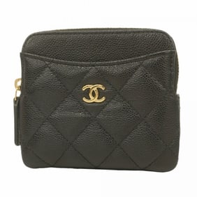 Chanel Wallet/Coin Case Matelasse Caviar Leather Black Women's