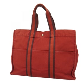 Hermes Tote Bag Foul Tou MM Canvas Red Women's