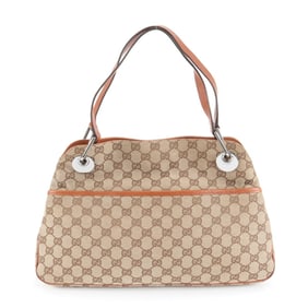 Gucci GG Canvas Eclipse Leather Tote Bag (121023) Brown, Women's