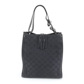 Gucci GG Canvas 110292 Leather Shoulder Bag Tote Handbag Black Women's