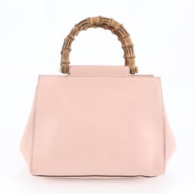 Gucci Bamboo Nymphear Small 453767 Leather Tote Handbag Pink Women's