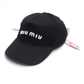 MIUMIU Miu Polka Dot Print Cap with Ribbon, Black, Size 5HC256 2D0Q, Women's