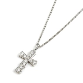 BVLGARI 18K White Gold Serpenti Cross Small Necklace with Diamonds, 6.6g, 41/44.5/49cm, Women's