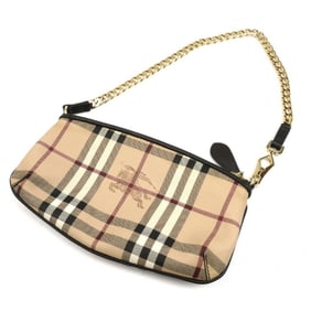 BURBERRY Check Pouch, Beige, 3882027, Women's
