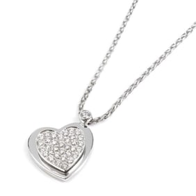 PIAGET 18KWG White Gold Heartbeat Necklace G33J1000 with Diamonds, 12.4g, 39/42cm, Women's
