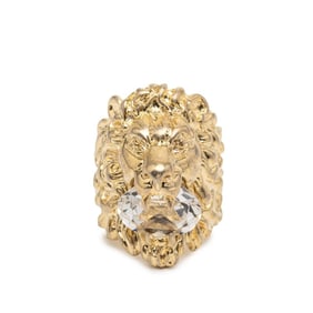 Gucci Lion Head Ring #19 Gold Plated Stone Men's GUCCI