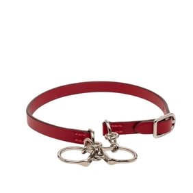 Hermès Etrier Double Tour Choker in Red and Silver Leather Metal, Women's HERMES