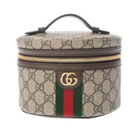 GUCCI Cosmetic Case, Beige, 627463, Women's GG Supreme Canvas and Leather Vanity Bag, A-Rank,
