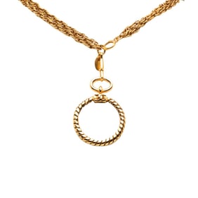 Chanel Coco Mark Magnifying Glass Long Necklace, Gold Plated, Women's, CHANEL