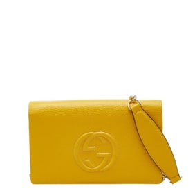 Gucci Soho Chain Wallet Long 598211 Yellow Leather Women's GUCCI