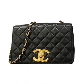 Chanel Matelasse Chain Shoulder Bag, Deca Coco Lambskin, Black, Women's