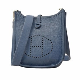 Hermes Hermès Evelyn TPM Shoulder Bag in Taurillon Clemence Blue Brighton, C Stamp, Women's