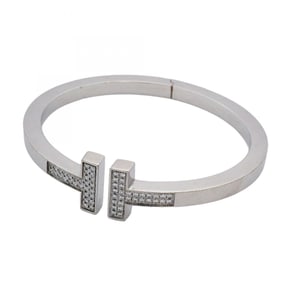 Tiffany Bangle T-Square 18K White Gold Diamond Men's Women's