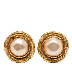 Chanel Earrings, Gold Plated, Faux Pearl, Women's, CHANEL