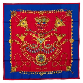 Hermes Hermès Carré 90 "PARURES DES SABLES" Desert Accessory Scarf/Muffler in Red and Multicolored