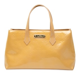 Louis Vuitton Monogram Vernis Wilshire PM Handbag Tote Bag M91452 Blanc Corail Beige Patent Leather