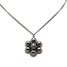 CHANEL Coco Mark Pendant Necklace in Silver Metal for Women