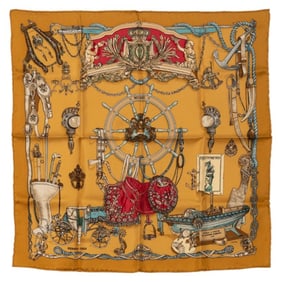 Hermes Hermès Carré 45 Petit "BATEAU A VAPEUR DE JOUFFROY DABBANS 1784" Steamship Scarf/Muffler in