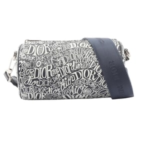 Christian Dior Dior x Shawn Stussy ROLLER shoulder bag, leather, men's, navy and white,