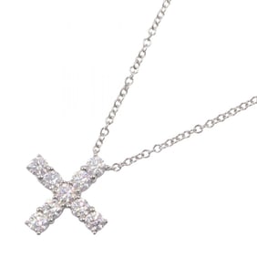 Harry Winston Mini Cross Diamond Necklace, Pt950 Platinum, Diamond, Women's, Silver, Clear,