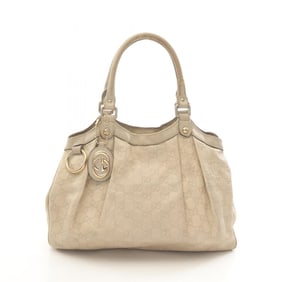 Gucci Sukey handbag, leather, women's, beige, 211944