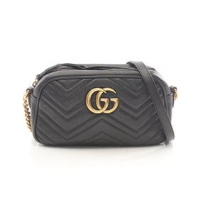 Gucci GG Marmont Shoulder Bag, Leather, Women's, Black, 447632