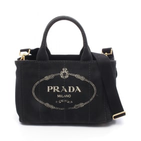 Prada Canapa Tote Bag, Black, Women's, 1BG439