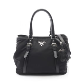 Prada TESSUTOTESS + SOFT CA Tote Bag, Nylon and Leather, Women's, Black, BN1841