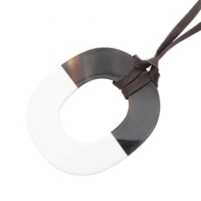 Hermes Hermès IMUS necklace jewelry buffalo horn for women in brown and white