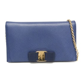 Salvatore Ferragamo Vara KB 22B850 Women's Leather Chain/Shoulder Wallet Blue